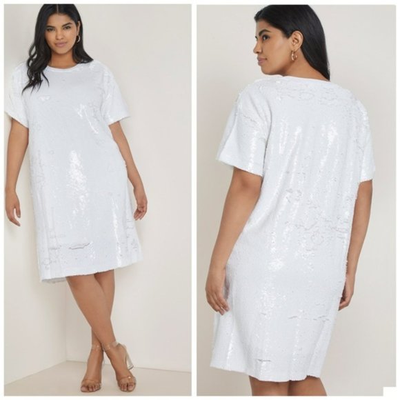 eloquii white sequin dress Sequin Gown with Detachable Skirt